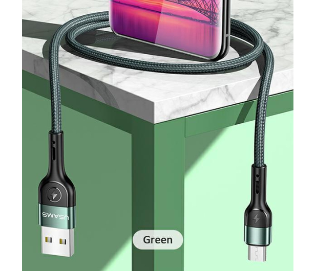 USAMS Kabel pleciony U55 2A micro USB zielony 1m - 1569104 - zdjęcie 7